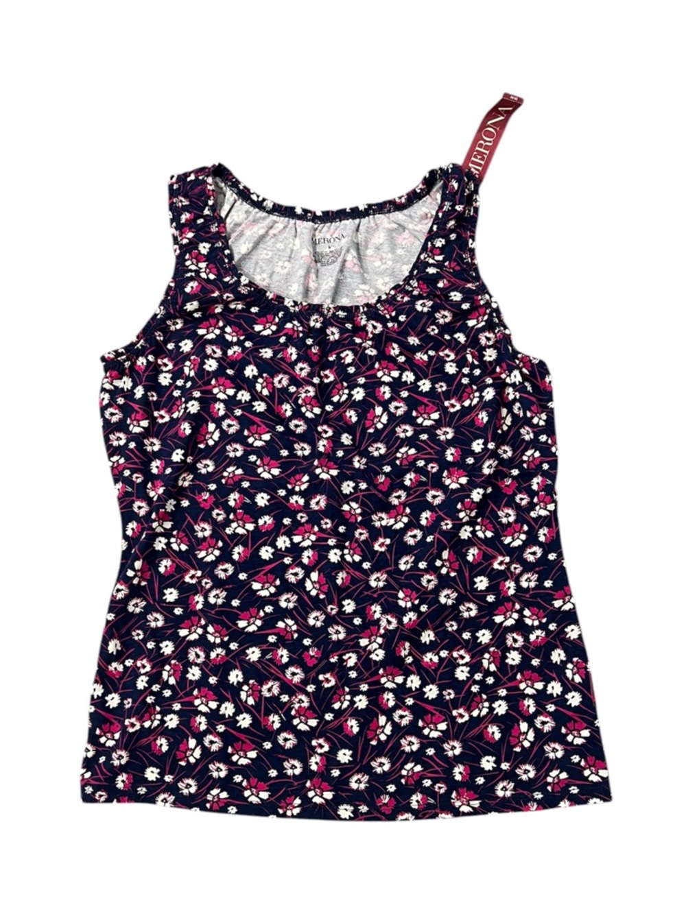 NWT Merona Ruffle Tank in Navy Blue/Pink/White/Floral